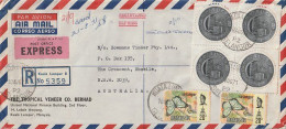 MALAYSIA - AUSTRALIA REGISTERED EXPRESS COMMERCIAL MULTIFRANKED COVER - Malaysia (1964-...)