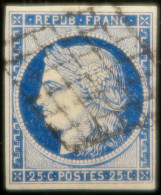 X985 - CERES N°4a Bleu Foncé - GRILLE NOIRE - 1849-1850 Cérès