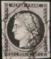 X988 - CERES N°3a Noir Sur Blanc - GRILLE NOIRE - 1849-1850 Cérès