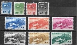 JAPON  Poste Aérienne 1952 Cat Yt N ° 22 A à 25 ,27 à 160   10 Valeurs   N* MLH - Luftpost