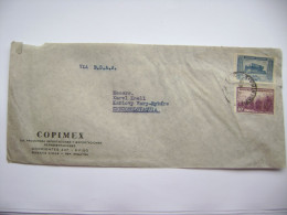 Cover 1946 Copimex Buenos Aires Via B.S.A.A. (via Aerea), Mausoleo 20c + Cana De Azucar 40c - To Czechoslovakia - Cartas & Documentos