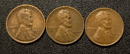USA 1 Cent Coins, Years 42, 44, 46, Circulated - Autres & Non Classés