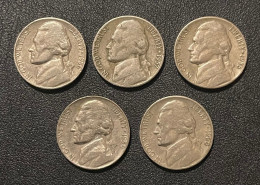 USA 5 Cent Coins, Years 1956,57,58,59,60,  Circulated - Autres & Non Classés