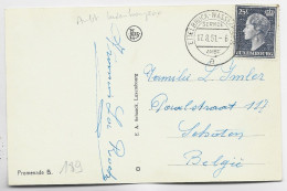 LUXEMBOURG 25FR DEFAUT ANGLE AMBULANT ETTELBRUCK WASSERRILEIG 17.8.51 AMBT POUR BELGIQUE - Storia Postale