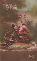 FETES ET VOEUX - 1er Avril - Un Poisson à Côté Du Bouquet De Fleurs - Colorisé - Carte Postale Ancienne - 1er Avril - Poisson D'avril