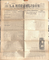 Quotidien - Le Journal La République De L'Isère Et Du Sud-Est, N° 273 Septembre 1926 (Politique, Infos Diverses..) - Allgemeine Literatur