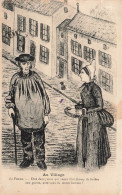ILLUSTRATEUR - Au Village - Femme Et Homme Discutant Dans La Rue - Carte Postale Ancienne - Unclassified