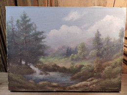 Tableau Paysage De Montagne Signé Wilmot Ou Wilmat - Olieverf