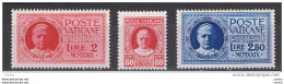 VATICANO:  1929  CONCILIAZIONE  -  3  VAL. S.G. -  SASS. 8//E2 - Used Stamps