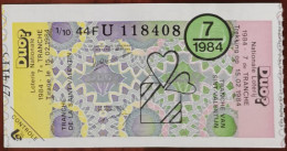 Billet De Loterie Nationale Belgique 1984 7e Tranche De La Saint-Valentin - 15-2-1984 - Biglietti Della Lotteria