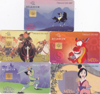 Belgium Chip - - - Set Of 5 Disney Phonecards Mulan - Mit Chip