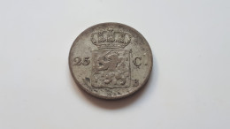 GUILLAUME PREMIER 25 CENTS 1825 B BRUXELLES ARGENT ONLY 502.000 EXEMPLAIRES ! COTES : 40€-100€-200€-400€ - 1815-1840 : Willem I