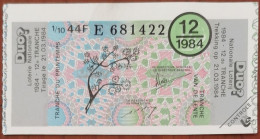 Billet De Loterie Nationale Belgique 1984 12e Tranche Du Printemps - 21-3-1984 - Billetes De Lotería