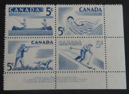 CANADA YT 292/295 NEUFS**MNH AVEC BDF "SPORTS EN PLEIN AIR"  ANNÉE 1957 - Ungebraucht