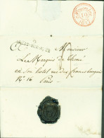 10 AUBE Marque Postale 9 ARCIS SUR AUBE Cachet Cire Armoiries Signature Marquis De Dampierre - 1801-1848: Précurseurs XIX