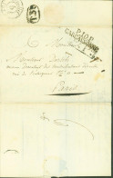 Aude Port Payé Pour Paris Marque Postale P10P CARCASSONNE 40x10 + P.P? Taxe Manuscrite 6 Dateur Arrivée 5 7 1818 + T3 - 1801-1848: Précurseurs XIX
