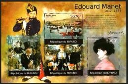 Burundi 2012 French Impressionist Painter Edward Manet's Paintings,MS MNH - Unused Stamps