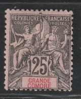 GRANDE COMORE - N°8 * (1897) 25c Noir Sur Rose - Nuevos
