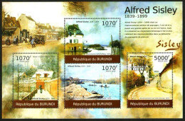 Burundi 2013 French Impressionist Landscape Painter Sisley's Paintings,MS MNH - Nuovi