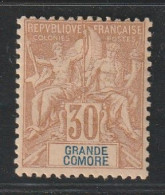 GRANDE COMORE - N°9 * (1897) 30c Brun - Nuovi