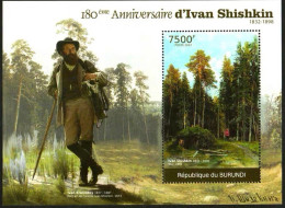 Burundi 2012 Russian Realist Painter Ivan Hirschkin Painted Forest At Night,MS MNH - Unused Stamps