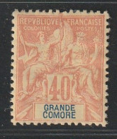 GRANDE COMORE - N°10 * (1897) 40c Rouge-orange - Ungebraucht