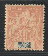 GRANDE COMORE - N°10 * (1897) 40c Rouge-orange - Neufs