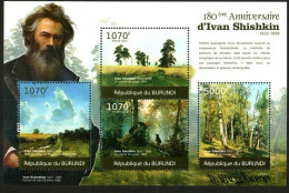 Burundi 2012 Russian Realist Landscape Painter Ivan Hirschkin Painting,MS MNH - Unused Stamps