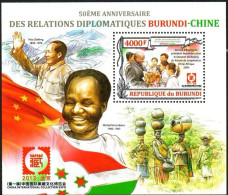 Burundi 2013 President Mao's Visit To China On The 50th Anniversary Of Diplomatic Relations With China,MS MNH - Ongebruikt