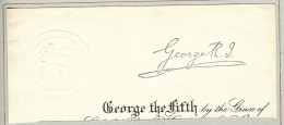 Publicite   Entete   -   Georges  The Fifth - Georges V  Roi D'angleterre -  Cacheten Leger Relief  - Autographe - Königliche Familien