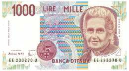 1000 LIRE MARIA MONTESSORI LETTERA E 18/12/1995 FDS - Autres & Non Classés