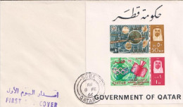 Quatar 1966, ITU, Satellite, Olympic Games, Overprinted Space Rendezvous, Block IMPERFORATED In FDC - Qatar