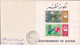 Quatar 1966, ITU, Satellite, Olympic Games, Overprinted Space Rendezvous, Block In FDC - Qatar