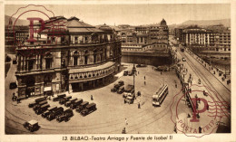 VIZCAYA. BILBAO. TEATRO ARRIAGA Y PUENTE DE ISABEL II. - Vizcaya (Bilbao)
