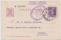 ENTERO POSTAL UTILIZADO PARA EL CORREO NACIONAL CON SELLO - 1931-....