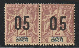 GRANDE COMORE - N°20A ** (1912) Surcharge Espacée Tenant à Normal - Unused Stamps