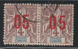 GRANDE COMORE - N°21A Obl (1912) Surcharge Espacée Tenant à Normal - Used Stamps