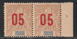 GRANDE COMORE - N°25A ** (1912) Surcharge Espacée Tenant à Normal - Usados