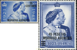 333181 MNH MARRUECOS Agencia Britanica 1948 BODAS DE PLATA - Morocco Agencies / Tangier (...-1958)