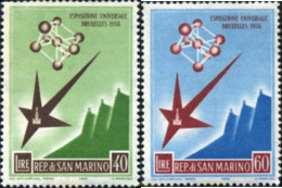 691170 HINGED SAN MARINO 1958 EXPOSICION UNIVERSAL DE BRUSELAS - Gebraucht