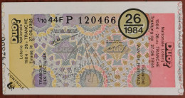 Billet De Loterie Nationale Belgique 1984 26e Tranche Des Festivals - 27-6-1984 - Billetes De Lotería
