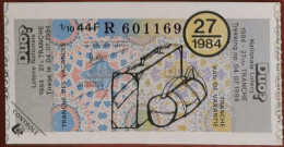 Billet De Loterie Nationale Belgique 1984 27e Tranche Des Vacances - 4-7-1984 - Biglietti Della Lotteria