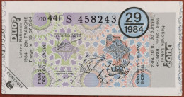 Billet De Loterie Nationale Belgique 1984 29e Tranche Des Coquillages - 18-7-1984 - Biglietti Della Lotteria