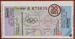 Billet De Loterie Nationale Belgique 1984 30e Tranche Des Jeux Olympiques - 25-7-1984 - Biglietti Della Lotteria