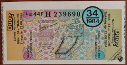 Billet De Loterie Nationale Belgique 1984 34e Tranche Du Corso Fleuri - 22-8-1984 - Billetes De Lotería