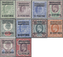 654679 HINGED MARRUECOS Oficina Inglesa 1907 SELLOS DE GRAN BRETAÑA DEL 1902 ( EDUARDO VII ) SOBRECARGADOS - Morocco Agencies / Tangier (...-1958)