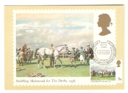 Horse MAXIMUM Postcard Saddling Mahmoud For The Derby 1st Day 6 June 1979 Cheval Maximum Maximaphilie Stamp - Maximumkaarten