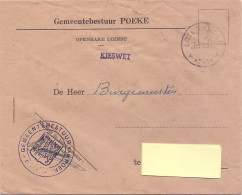 Omslag Enveloppe - Gemeentebestuur Poeke - Stempel Lotenhulle - 1958 - Enveloppes