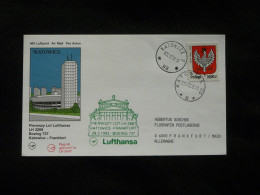 Lettre Premier Vol First Flight Cover Katowice Poland To Frankfurt Boeing 737 Lufthansa 1993 - Lettres & Documents