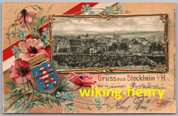 Glauburg Stockheim - Litho Wappen Prägekarte Mit Ortsansicht - Bahnpost 1901 Giessen - Gelnhausen Zug 512 - Wetterau - Kreis